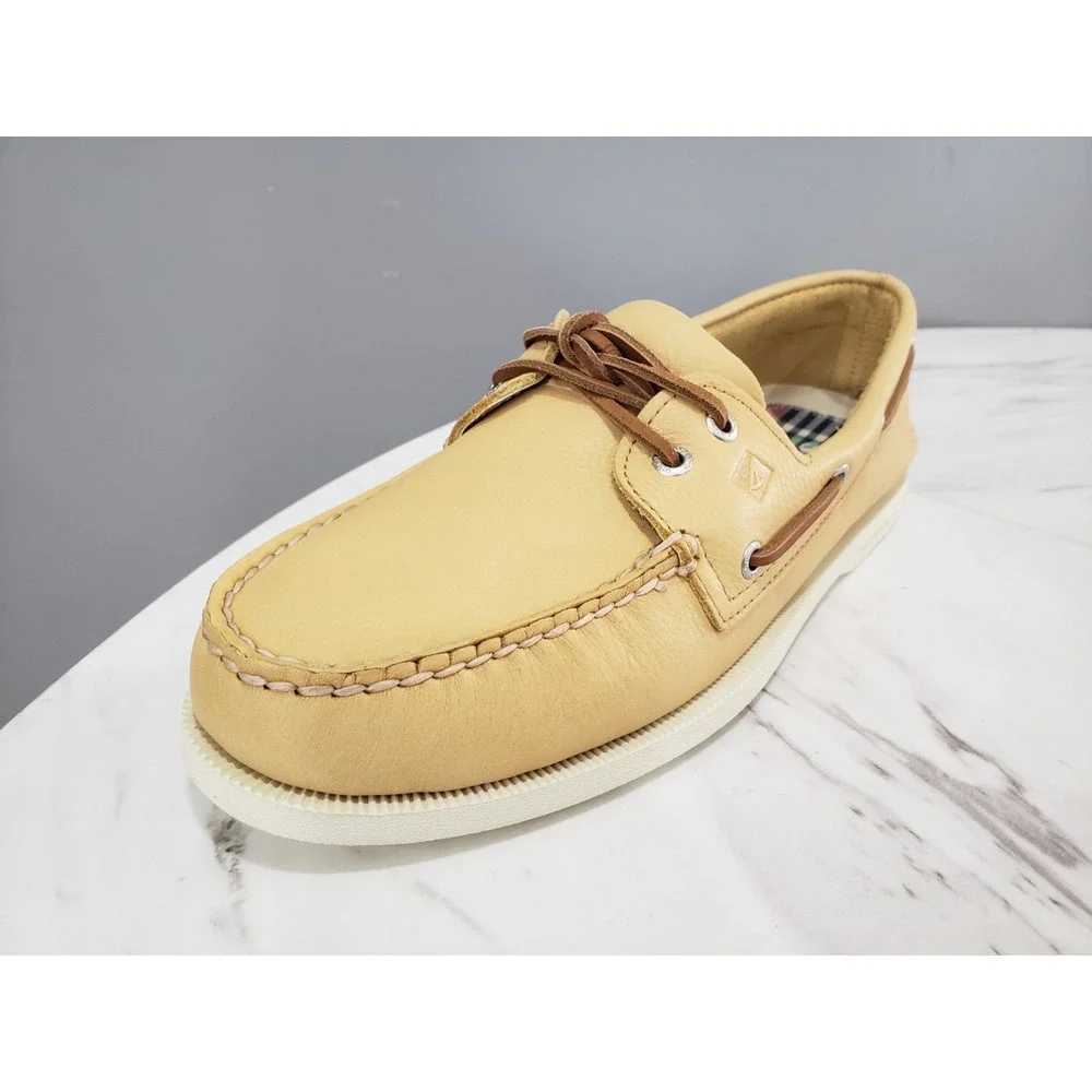 NEW NO BOX MENS SIZE 10 Sperry A/O 2-EYE BROWN YELLOW slip on boat shoes